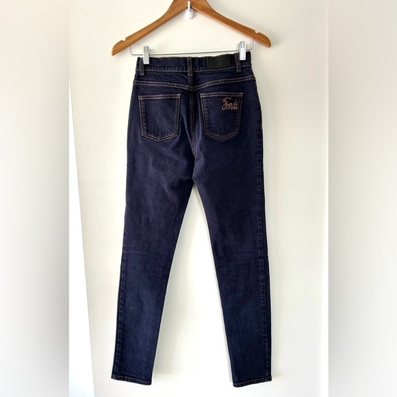FENDI Dark Wash Pocket Logo Jeans - Picture 2 of 16